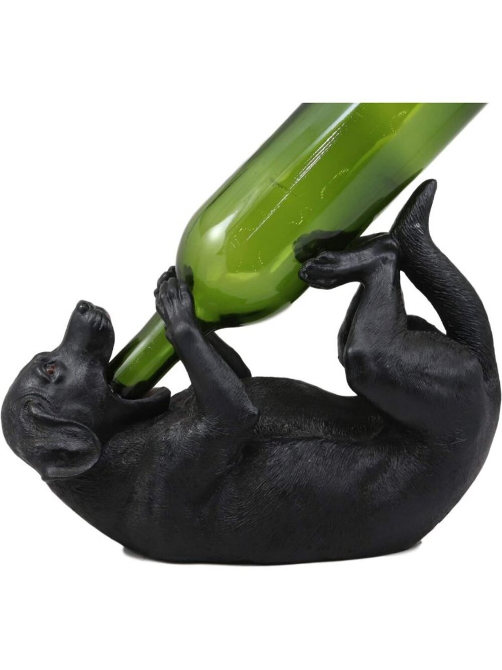 Lifelike Black Labrador Retriever Wine Bottle Holder Figurine - Cute Kitchen